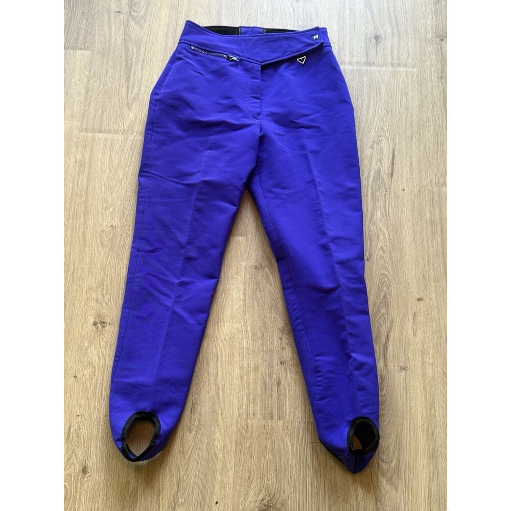 Obermeyer ITB Ski Pants 10 R Purple Softshell Wool Blend Stretch Stirrup Snow